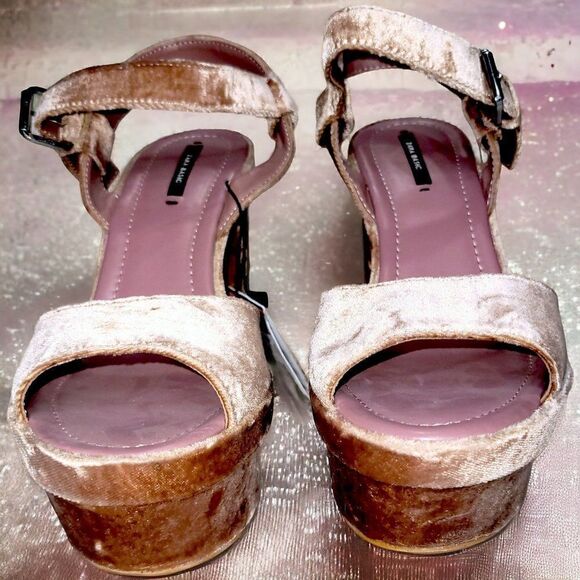 Zara Mauve Pink velvet exotic leather platform high heel sandals NWT - Picture 6 of 8